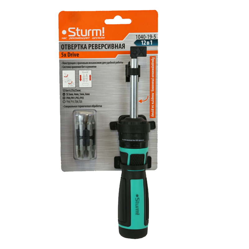 Отвертка реверсивная Sturm 1040-19-5, 5x Drive, CrV в Ярославле