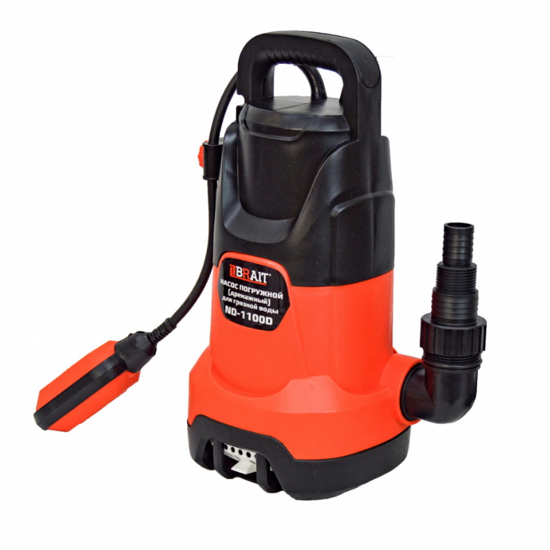 Насос дренажный погружной Brait ND-1100D 23.01.148.077, 250л/м, 1100Вт, до 35 мм, макс. напор 9,5м