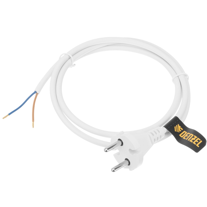 Шнур сетевой Denzel Energy Series 37660, ПВС, 1,5 м, 2х1 мм, с неразборной вилкой, белый в Твери