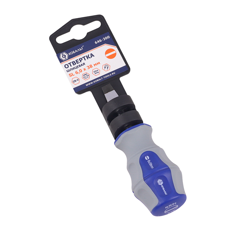 Отвертка Кобальт Ultra Grip 646-300, SL6.0х38мм, CR-V, 1 шт. в Угличе