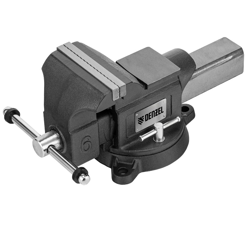 Тиски слесарные Denzel BVH-150 18685, 150 мм, поворотные, стальная направляющая, с наковальней в Угличе