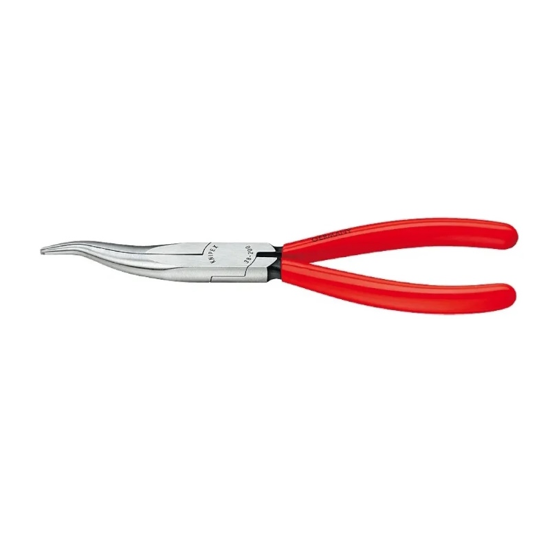 Плоскогубцы механика Knipex KN-3831200 плоскокруглые изогнутые губки 200 мм фосфатированные обливные ручки 5997₽