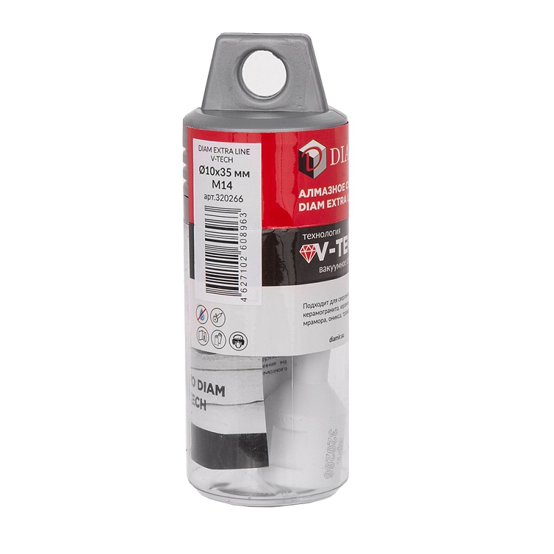 Сверло алмазное Diam EXTRA LINE V-TECH 10x35xМ14 320266 (вакуумное спекание) керамика, керамогранит, гранит, мрамор в Коврове