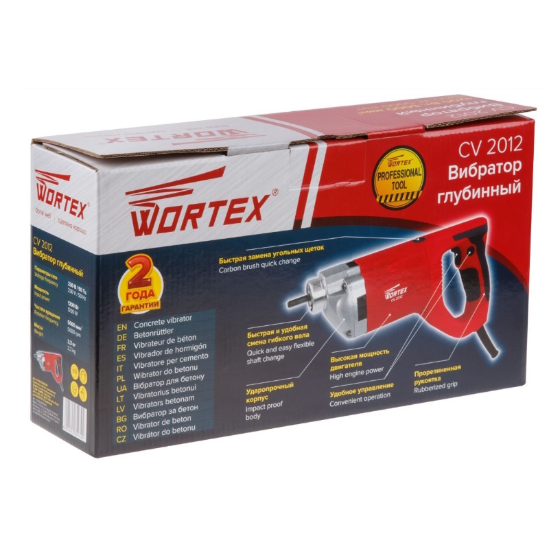 Вибратор глубинный Wortex CV 2012 CV201200029, в коробке, 1200 Вт, 5000 об/мин, М42х1.5 в Коврове