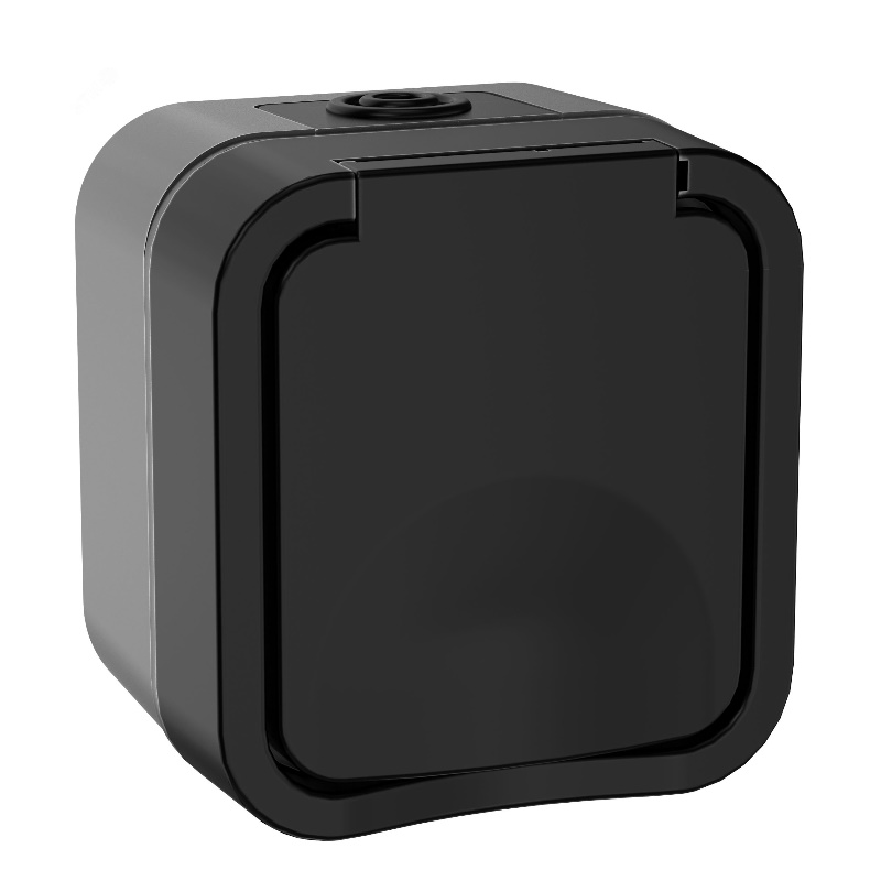 Розетка IEK TS-R16-16-55-K53, 1-местная, с заземляющим контактом и крышкой, TORS, 16А, IP55, графит  в Иваново