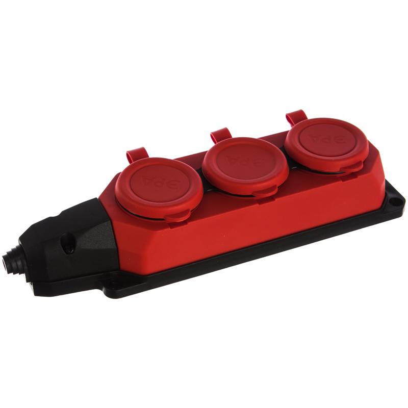 Колодка каучуковая Эра K-3e-RED-IP44, с/з 3гн 16А, IP44, красная в Муроме