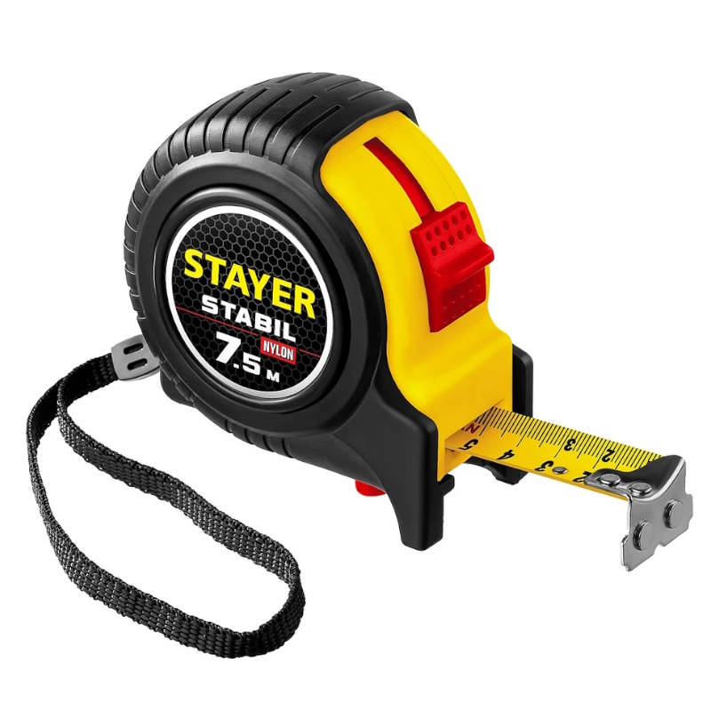 Рулетка профессиональная с двухсторонней шкалой Stayer STABIL 34131-075, магнитный зацеп, 7,5 м х 25 мм   в Рыбинске