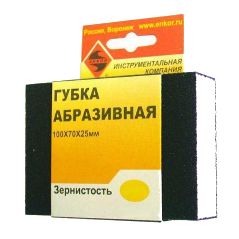 Губка абразивная ЭНКОР 20502, 100*70*25, К80