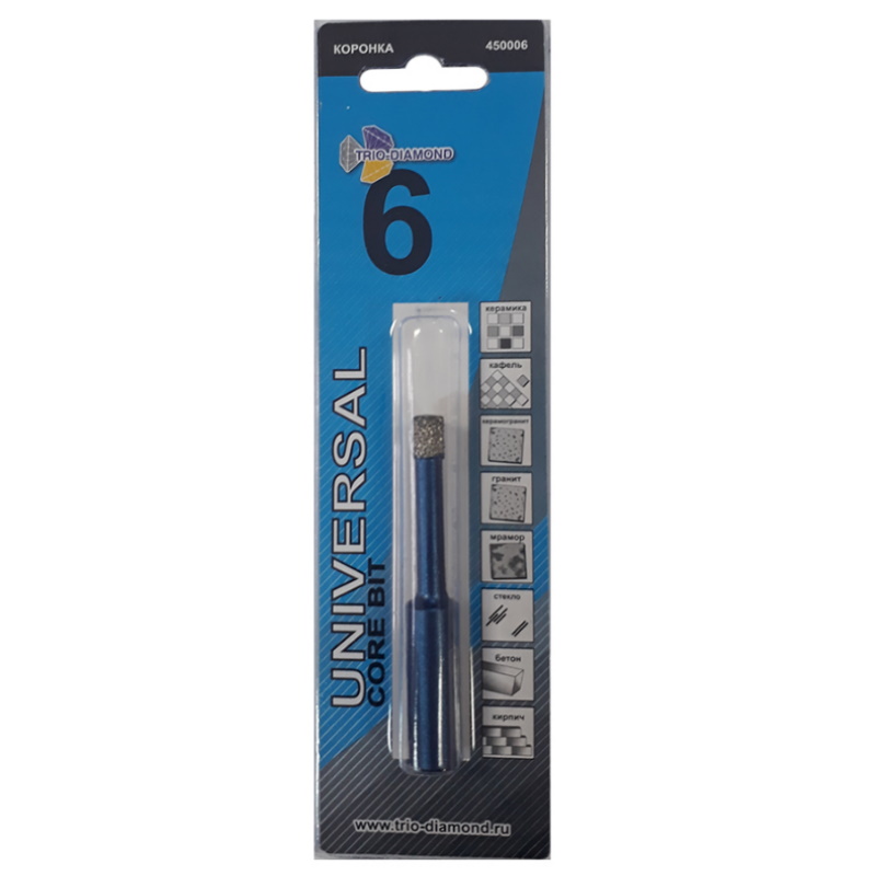 Коронка алмазная Trio-Diamond 450006 универсальная 6 мм 498₽