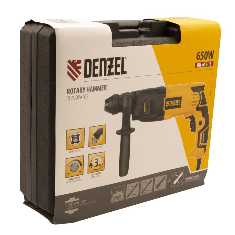 Перфоратор Denzel RH-650-18 26603  в кейсе, с защитной муфтой в Иваново