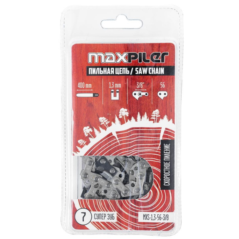 Цепь пильная Maxpiler MXS-1,3-56-3/8, Partner.Poulan.Champion 137.142.240 16" в блистере в Вологде
