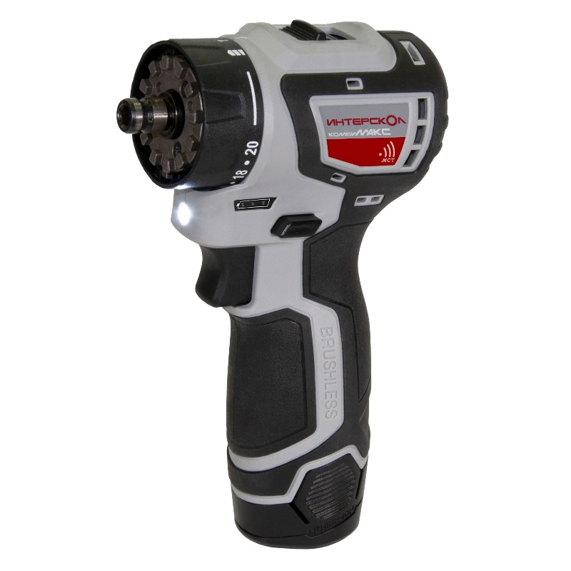 Бесщеточная аккумуляторная дрель-шуруповерт Интерскол КомбиМАКС ДА-10/12В 36 (Li-ion, кейс, 2 аккум., 2Ач, 4 насадки) 687.2.2.79 в Иваново