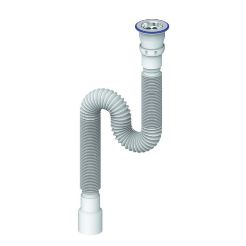 Изогнутый сифон для раковины Unicorn D230 1200 мм 1.1/2"х40/50 (выпуск нержавейка, винт 80 мм)