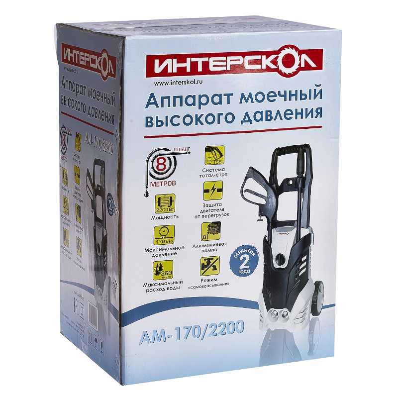 Мойка высокого давления Интерскол АМ-170/2200, 170 бар, для машины в Ярославле