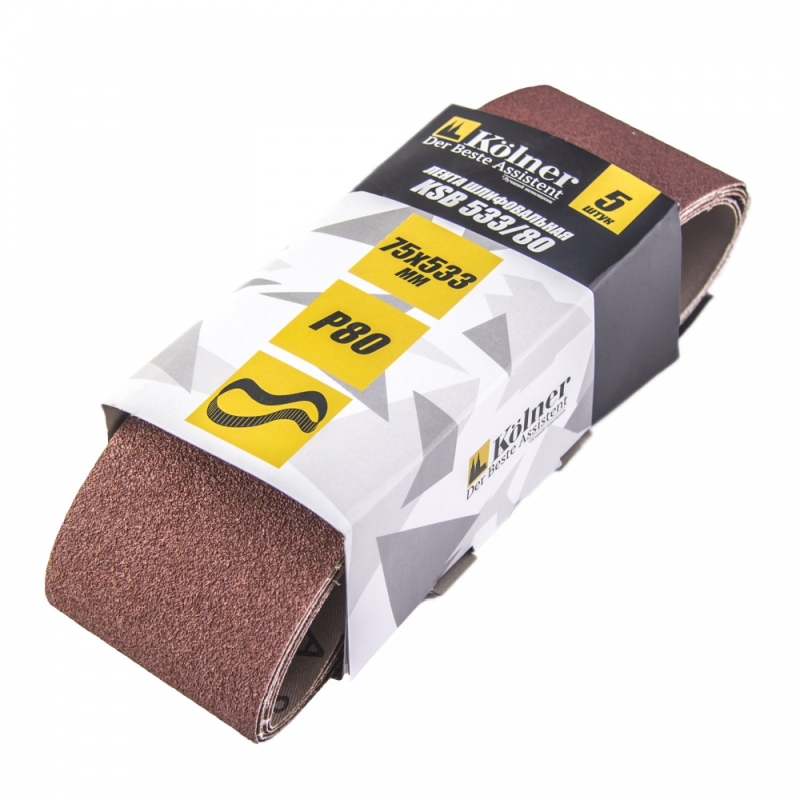 Лента шлифовальная по металлу и дереву Kolner KSB 53380 4630003368331 533х75мм зернистость Р80 5шт 290₽