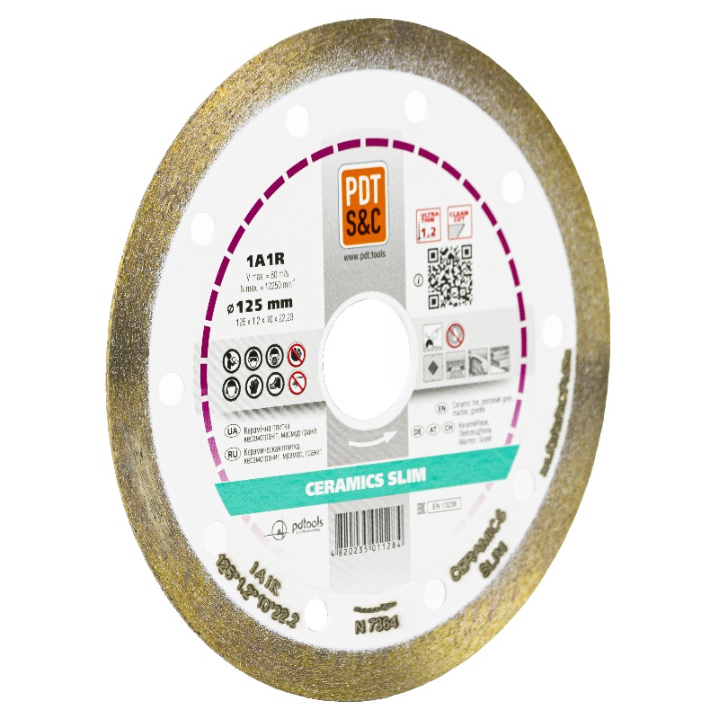 Круг отрезной алмазный PDT Ceramics Slim 1А1R (125х1.2х10х22.2 мм) 820203CRMSu в Муроме