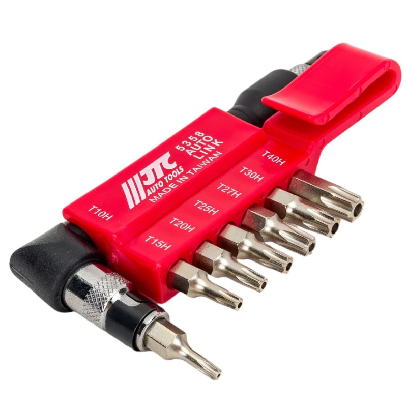 Набор бит JTC JTC-5358, 1/4"DR TORX с отверстием, T10H-T40H, с Г-образным держателем, 8 предметов