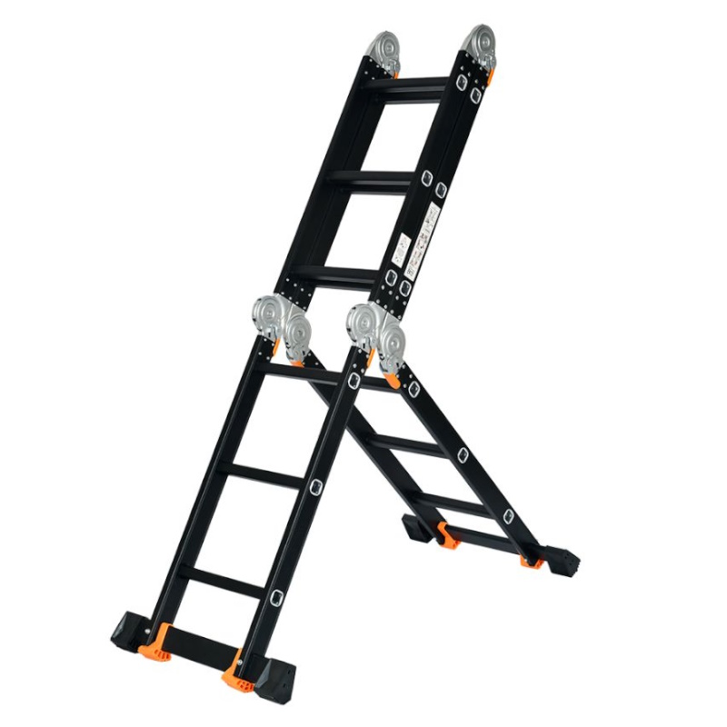 Лестница алюминиевая Startul ST9930-05, многофункциональная, 4х5 ступеней (стрем.-283 см, лестн.-580 см, 15,5кг BLACK LINE в Рыбинске