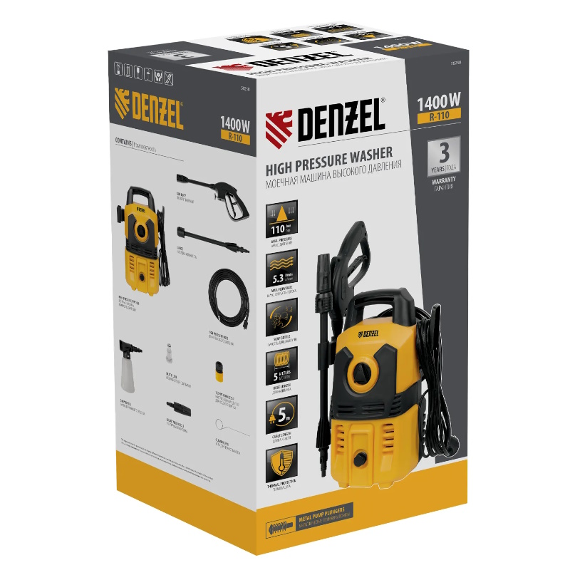 Мойка высокого давления Denzel R-110 58258, 110 бар, 1400 Вт, 320 л/ч в Нижнем Новгороде