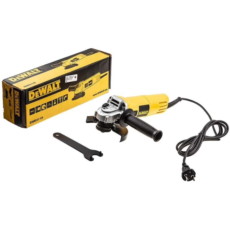 Угловая шлифмашина DeWalt DWE4119 + Подарок рулетка Stanley Tylon (5м х 19мм)