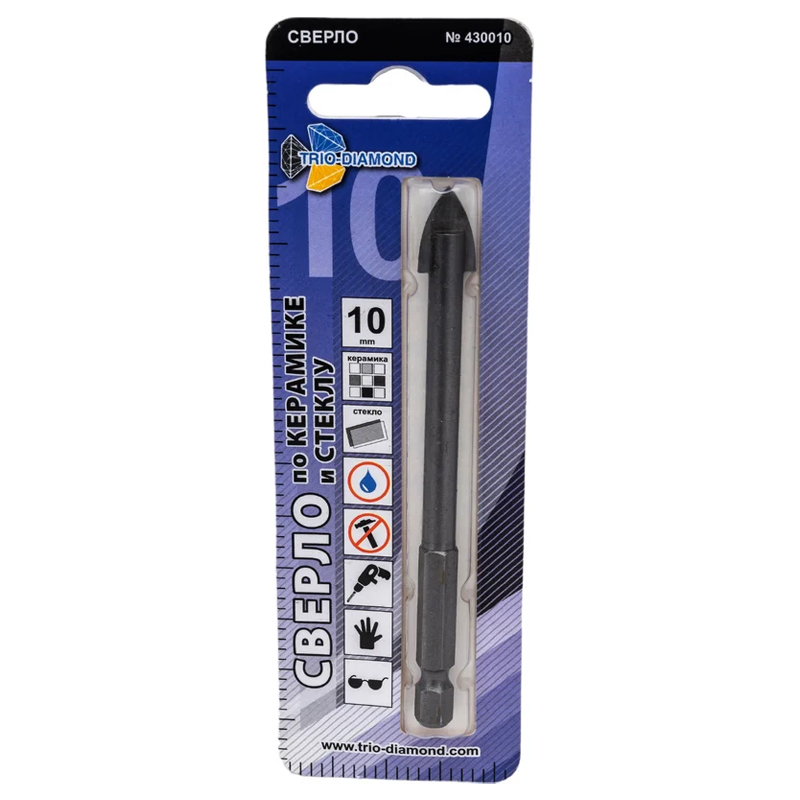 Сверло по керамике и стеклу Trio-Diamond 430010 10мм