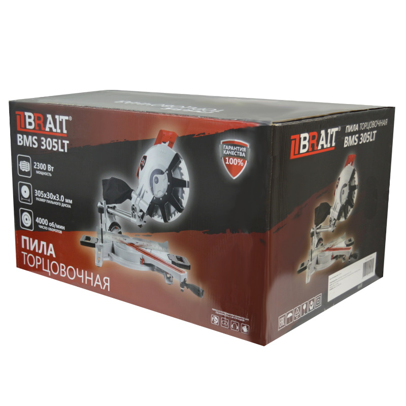 Пила торцовочная Brait BMS 305LT 21.01.298.063, 2300 Вт, 220В/50Гц, двигатель однофазный в Рыбинске