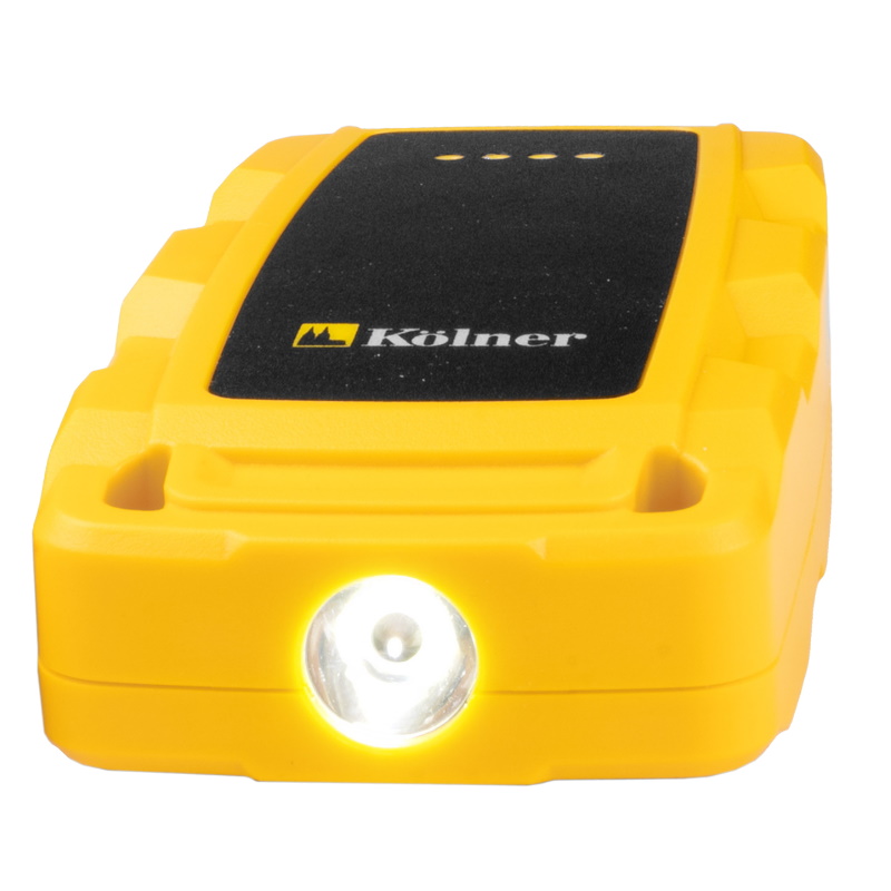 Аккумуляторное пуско-зарядное устройство Kolner KBJS 400/8, 400А, 12В, Li-lon 8Ач, USB-C 5В(1А), фонарь (пуск.кабель), 4610092016375