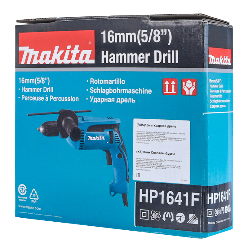 Сетевая дрель по металлу Makita HP 1641F (680 Вт, ударный тип) во Владимире