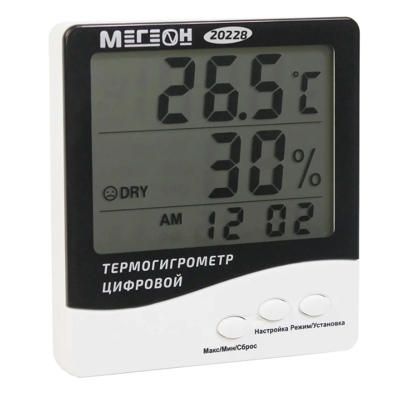 Термогигрометр настольный Мегеон 20228 к0000401764, цифровой, с поверкой в Ярославле