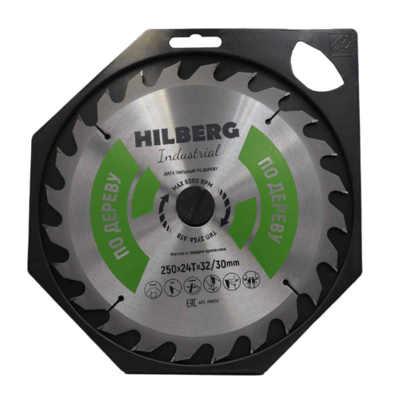 Диск пильный Hilberg Industrial HW253, дерево, 250*32/30*24Т