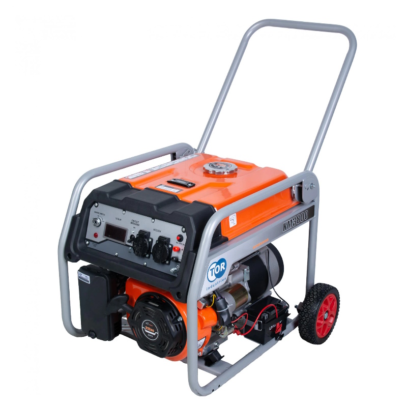 Генератор бензиновый TOR KM3800H 1018114 25 кВт 220 В 16 л с электростартером и колесами 28960₽