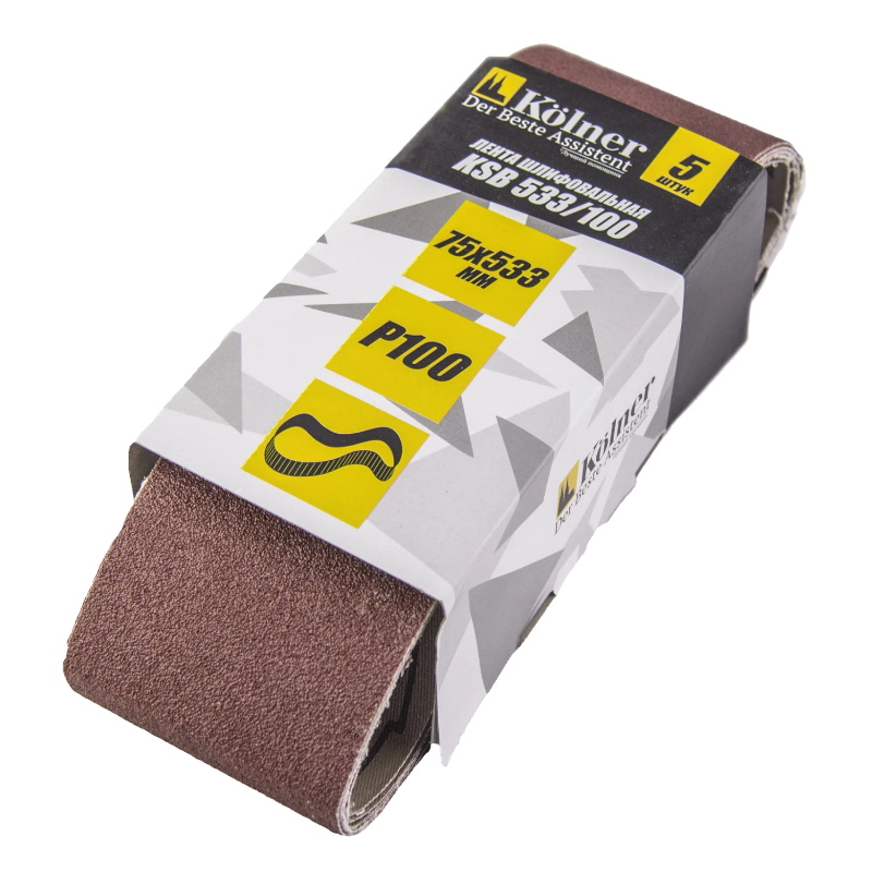 Лента шлифовальная Kolner KSB 533100 8100700137 53375 мм Р100 по металлу и дереву 5 шт 350₽