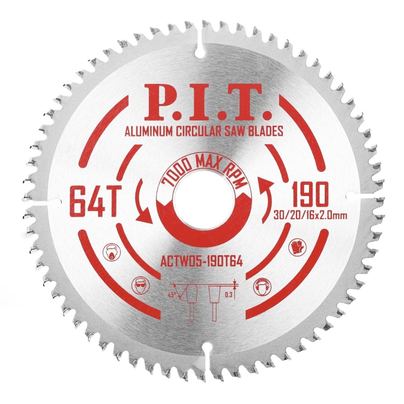 Диск пильный по алюминию P.I.T. ACTW05-190T64 (190x30/20/16x2 мм 64T) в Костроме