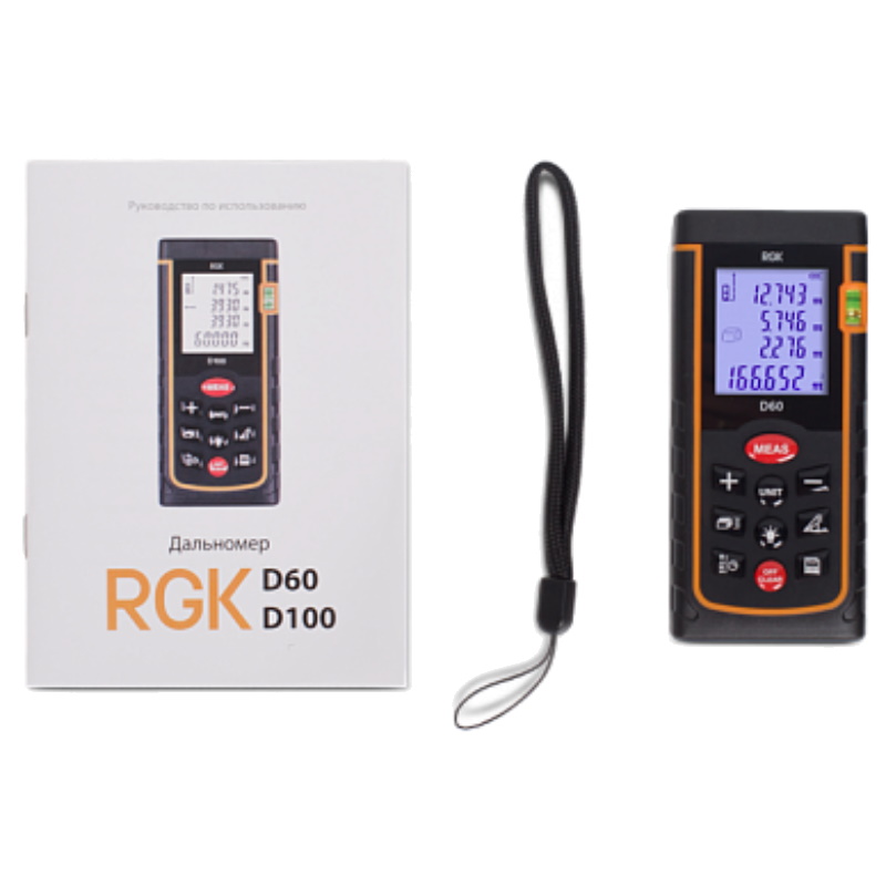 Дальномер лазерный Rgk D60, 60 м, погрешность 2 мм, красный луч в Туле