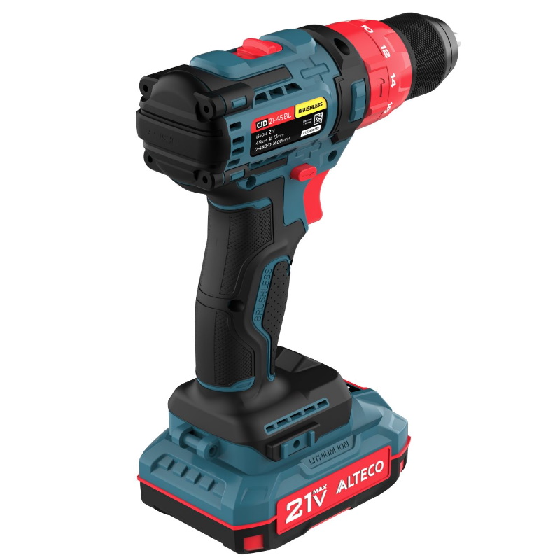 Дрель-шуруповёрт аккумуляторная Alteco CID 21-45 X2 BL 78080, бесщеточная, ударная в Рыбинске