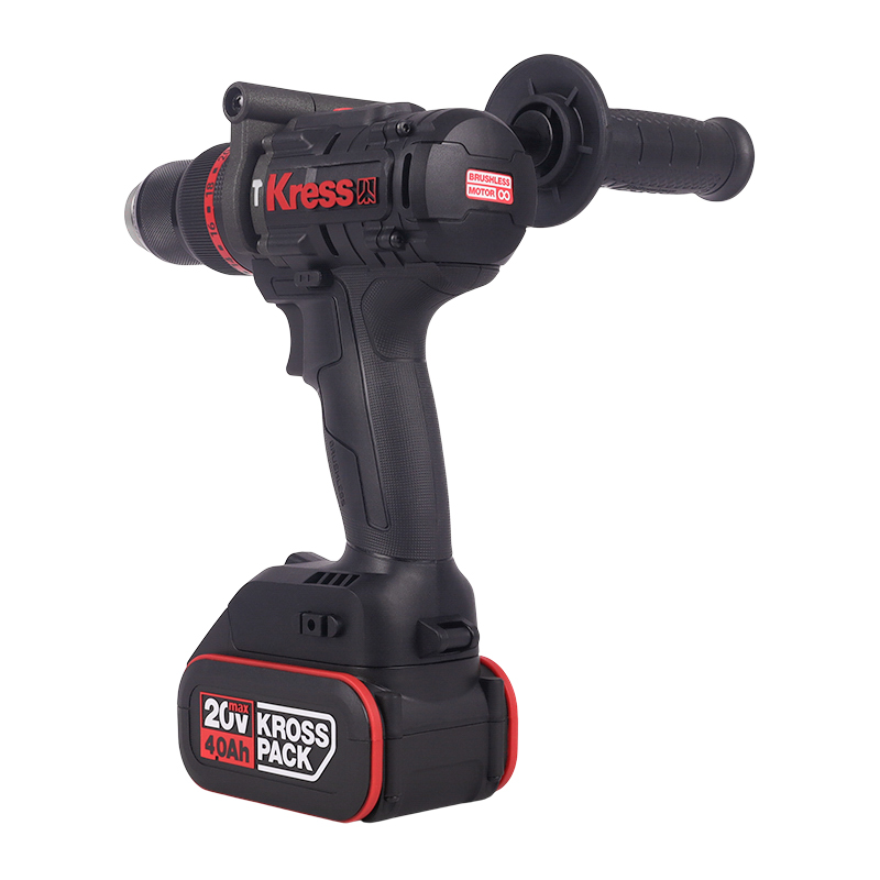 Дрель-шуруповерт аккумуляторная Kress KUC35, ударная, бесщеточная, 20В, 150Нм, 4Ач х2, ЗУ 6А.