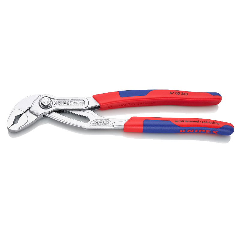 Клещи переставные Knipex Cobra KN-8705250, зев 50 мм, длина 250 мм, хром, двухкомпонентные ручки