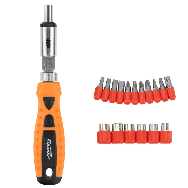 Отвертка-реверс с шарниром + биты Sparta 115545, 18 пред., PH + SL + PZ + Torx, CrV, 2к рукоятка  в Костроме