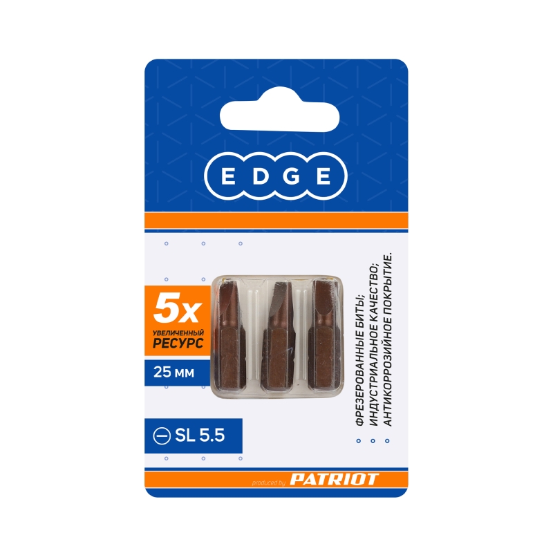 Бита EDGE by Patriot 818010006 SL 55мм сталь S2 длина 25 мм 3шт 94₽