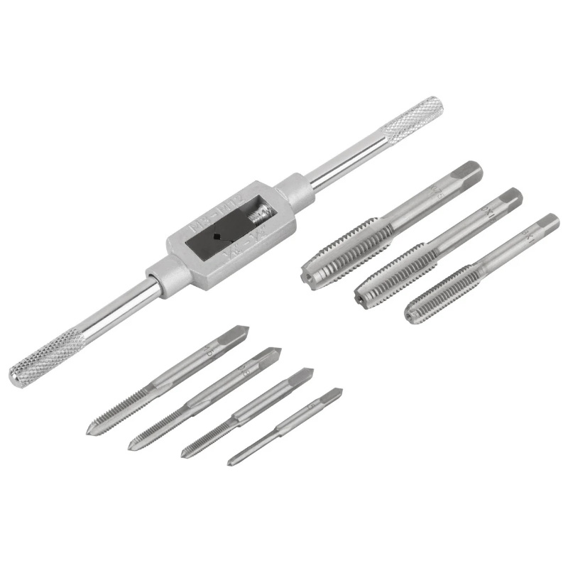 Метчики Fit 70802, Профи, легированная сталь, 7 шт., М3-М12, метчикодержатель универсальный, блистер