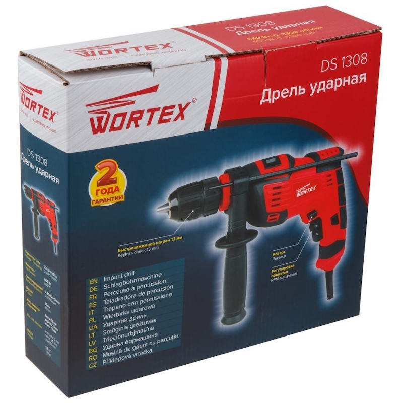 Дрель ударная Wortex DS 1308 DS130800029, в кор. 650 Вт, 1 скор, 25 мм в дер.