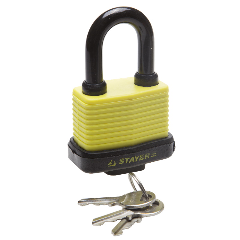Замок Stayer MASTER 37140-50 навесной всепогодный пластиковая защита корпуса с закаленной дужкой на карточке 60 мм 576₽