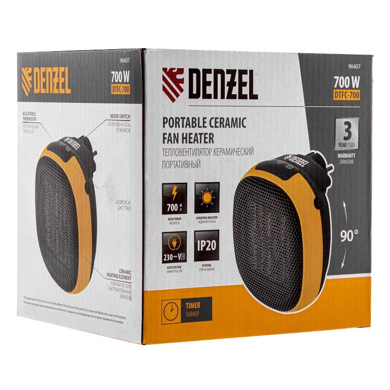 Тепловентилятор портативный Denzel DTFC-700 96407 для офисных помещений (керамический) в Коврове