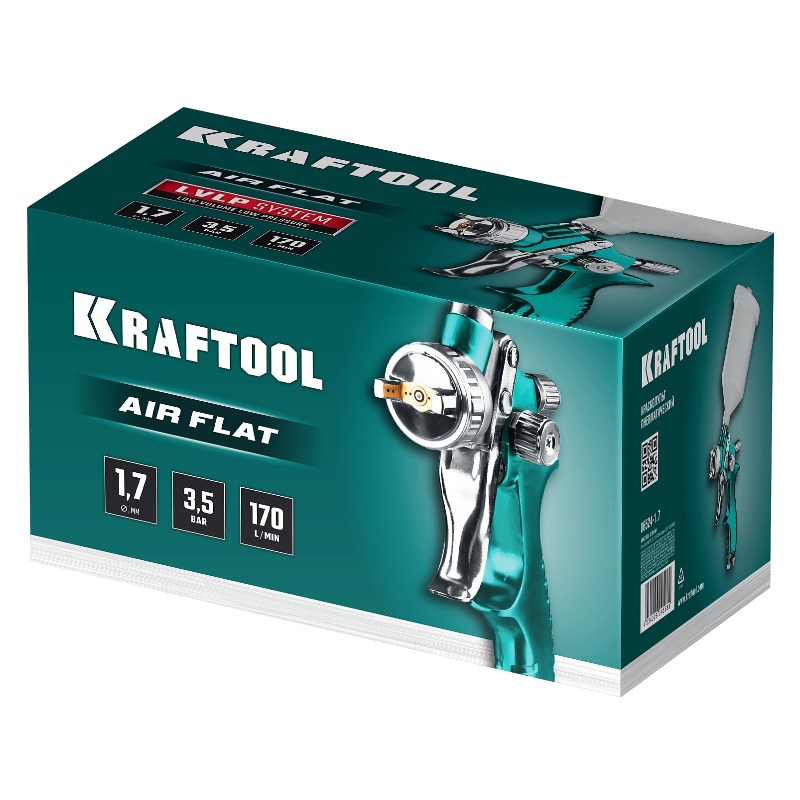 Краскопульт пневматический с верхним бачком Kraftool AirFlat, LVLP 06524-1.7 в Угличе