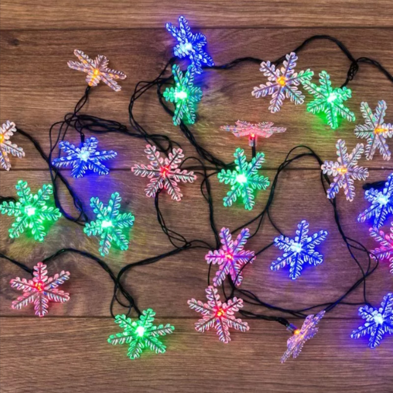 Гирлянда светодиодная Neon-Night "Снежинки" 303-065 1250840, 4.4 м, 30 LED, мульти, 4 Вт, IP 20, с контроллером в Твери