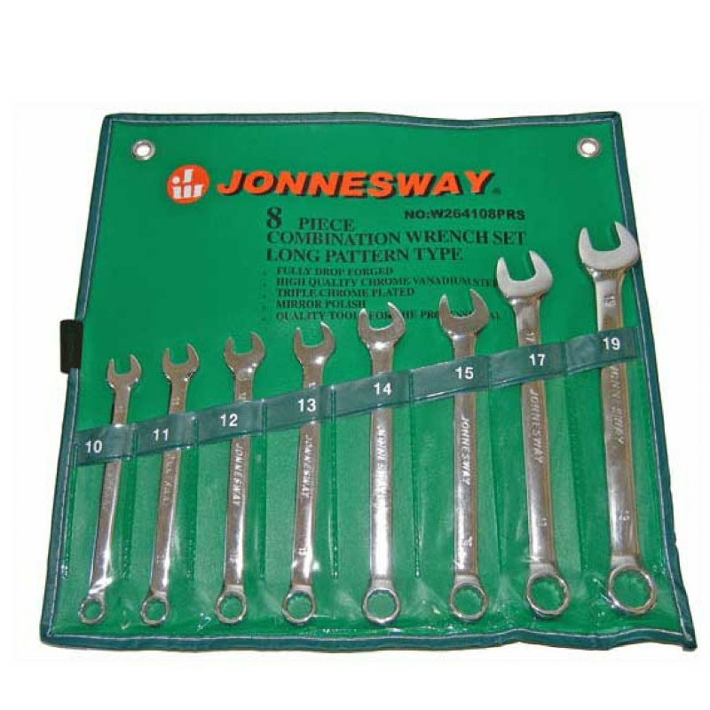 Набор комбинированных ключей Jonnesway W264108PRS (10-19 мм, 8 предметов)