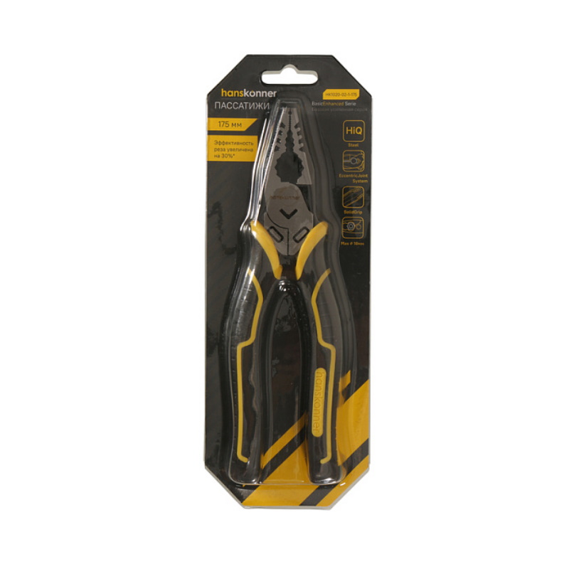 Пассатижи Hanskonner HK1020-02-1-175 175мм, эксц. шарнир,+30% к силе реза, СrV, TPR рук. в Александрове