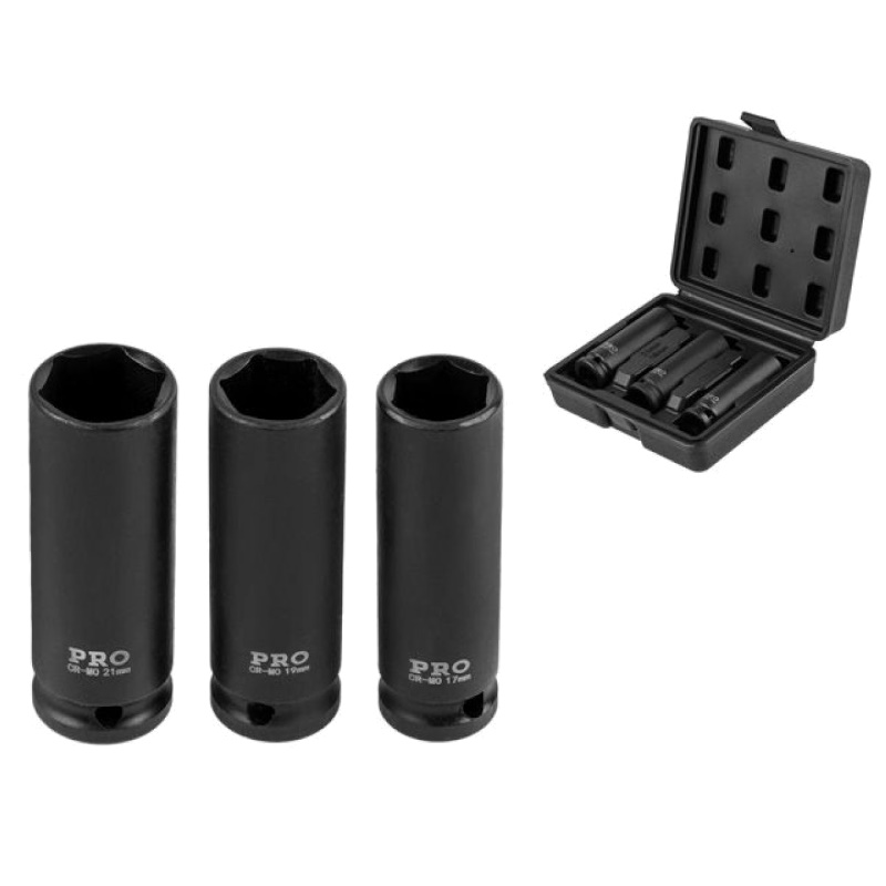 Набор головок Pro Startul PRO-34003, ударные, тонкостенные, 1/2", 6 гр., 3 предмета (17,19,21мм)  в Муроме
