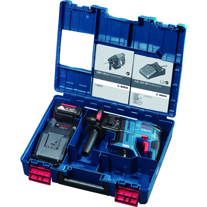 Аккумуляторный перфоратор Bosch GBH 180-LI 0.611.911.122  в кейсе, с защитной муфтой в Твери