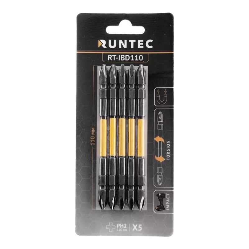 Бита ударная Runtec RT-IBD110 двусторонняя H6.35 110мм PH2/PH2 5 шт.